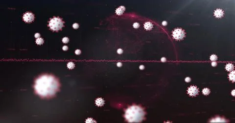 Image of data processing and virus cells 스톡 일러스트