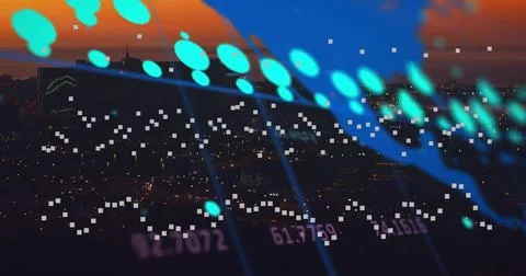 Image of data processing and white squares on black background Stock Illustration