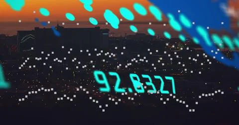 Image of data processing and white squares on black background Stock Illustration