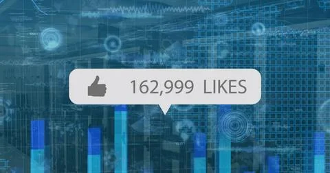 Image of data processing and white lines over blue background Stock Photos