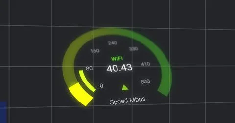 Image of data processing and world map over speedometer Ilustração Stock