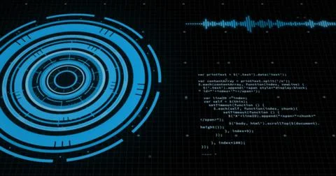 Image of data processing and world map over black background Stock Photos