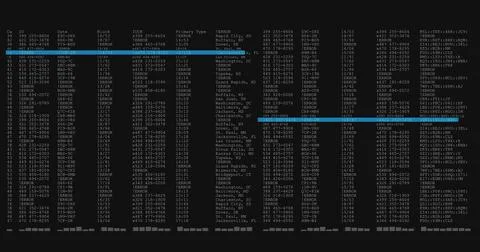 Image of data processing on black and blue computer screen Stock Illustration