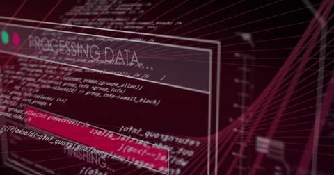 Image of data processing on black background Stockillustratie