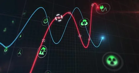 Image of data processing on black background Stock Illustration