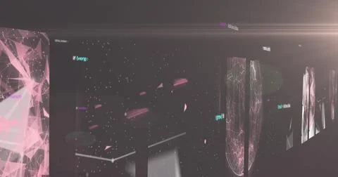 Image of data processing on black background Illustrazione stock