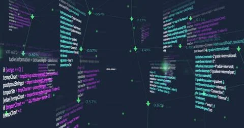 Image of data processing on black background 库存插图
