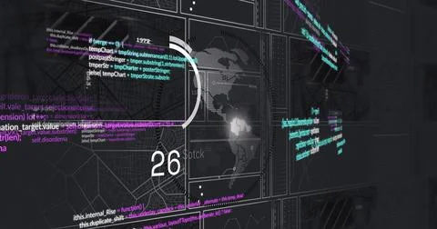 Image of data processing on black background イラスト素材