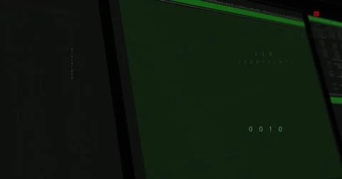 Image of data processing on black background Illustrazione stock