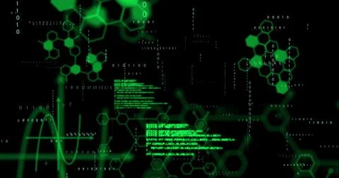 Image of data processing on black background イラスト素材