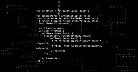 Image of data processing on black background Illustrazione stock