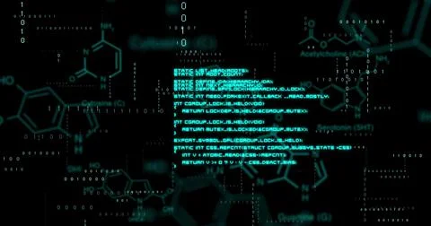 Image of data processing on black background Stockillustratie