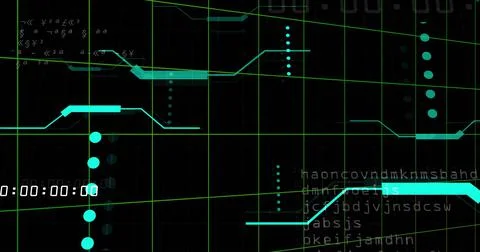 Image of data processing on black background Stockillustratie