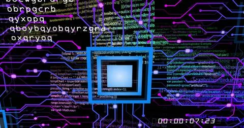 Image of data processing on black background イラスト素材