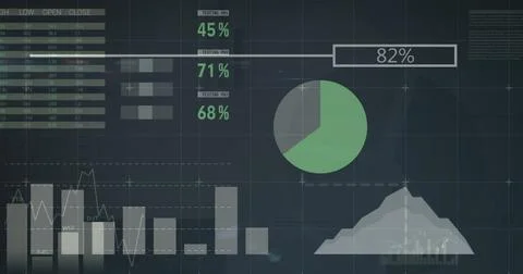 Image of data processing on black background Stock Illustration
