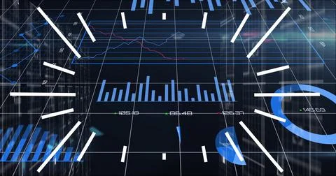 Image of data processing on black background Stock Illustration