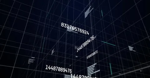 Image of data processing on black background Stock Illustration