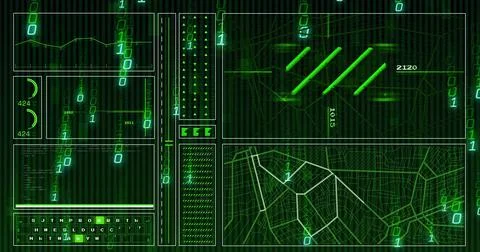 Image of data processing on black background Stockillustratie