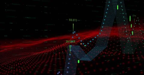 Image of data processing on black background 스톡 일러스트