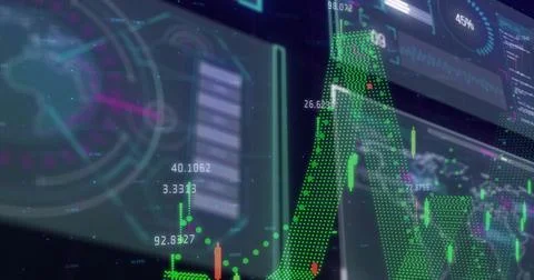 Image of data processing on black background Stockillustratie