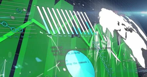 Image of data processing on black background Stockillustratie