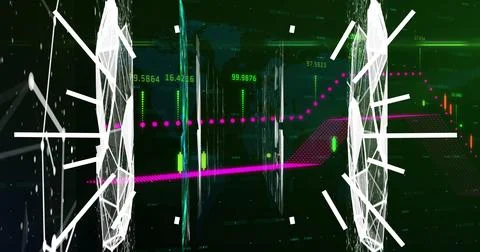 Image of data processing on black background イラスト素材