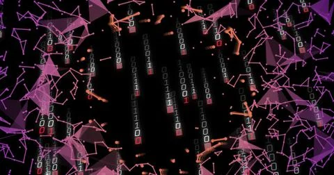 Image of data processing on black background 写真素材