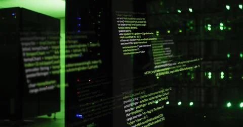 Image of data processing on black background Stock Photos