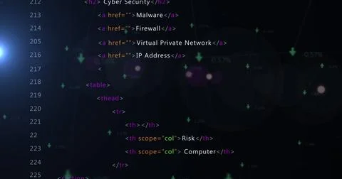 Image of data processing on black background Foto stock