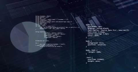 Image of data processing on black background Foto stock