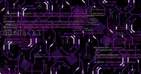 Image of data processing on black background 写真素材