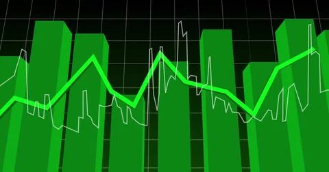 Image of data processing on black background Stockfoto's