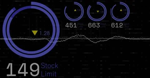 Image of data processing on black background Stock Photos
