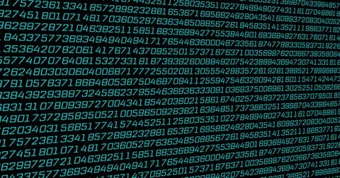 Image of data processing on black background Stockfoto's