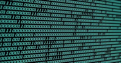 Image of data processing on black background Foto stock