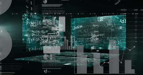 Image of data processing on black background 스톡 사진