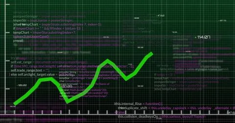 Image of data processing on black background Stockfoto's
