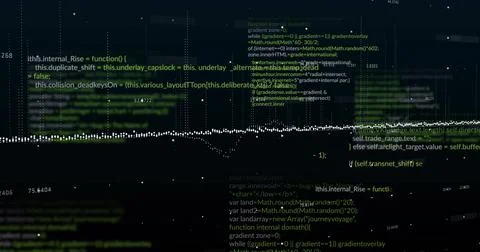 Image of data processing on black background Stock Photos