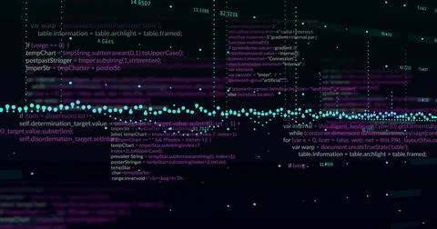 Image of data processing on black background 스톡 사진