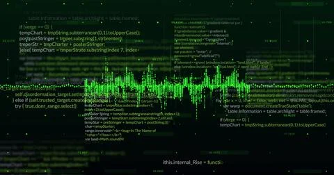 Image of data processing on black background Stock Photos