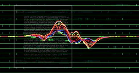 Image of data processing on black background 스톡 사진