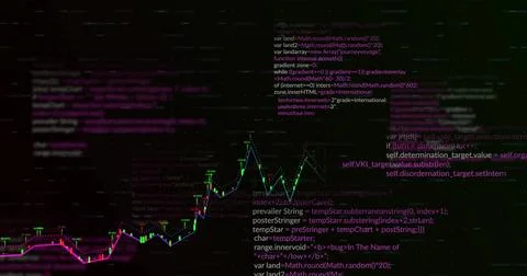 Image of data processing on black background Stock Photos