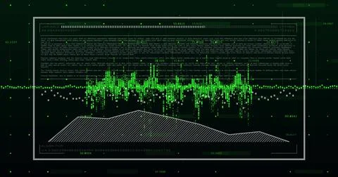 Image of data processing on black background Stockfoto's