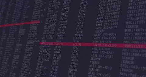 Image of data processing on black background Stockfoto's