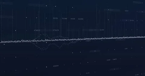 Image of data processing on black background 写真素材