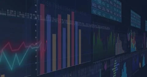Image of data processing on black background 스톡 사진