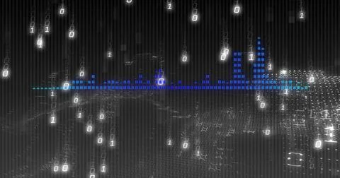 Image of data processing on black background Foto stock