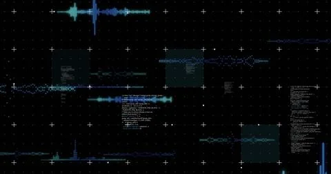 Image of data processing on black background Stock Photos