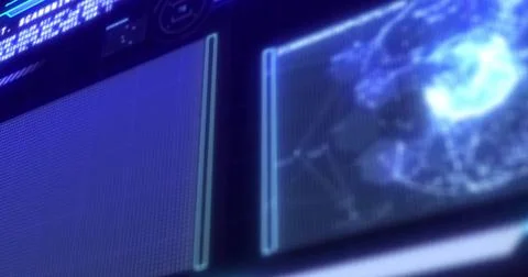 Image of data processing on black background Foto stock