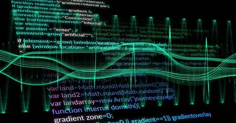 Image of data processing on black background Stock Photos